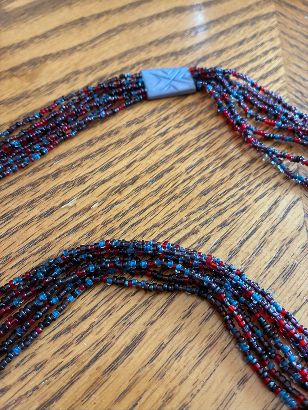 Vintage Boho Multi-Strand Glass Seed Bead Statement Necklace Long 38" - Picture 4 of 4